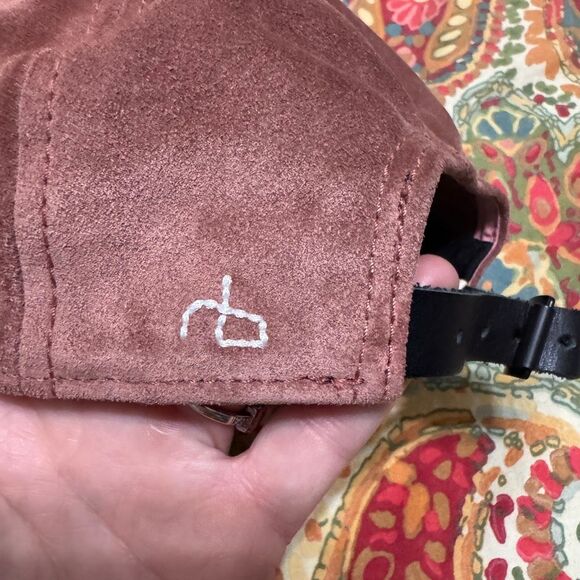 Rag & Bone Mauve Suede Leather "Marilyn" Adjustable Baseball Cap - Picture 4 of 7